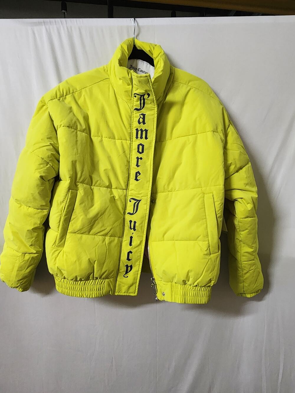 Juicy Couture Onyx Lime Puffer Jacket XS NWT Neon Yellow Down-Like Quilted Coat